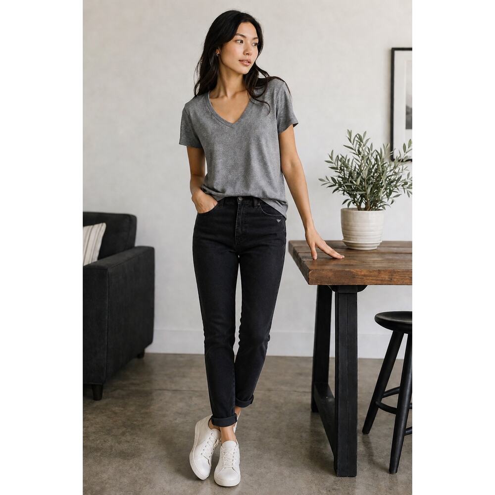 rag & bone Black Standard Issue Jeans 28 Slim Fit Distressed Pocket Button Fly